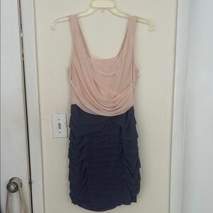 Express Pink and Navy Draped Mini Dress